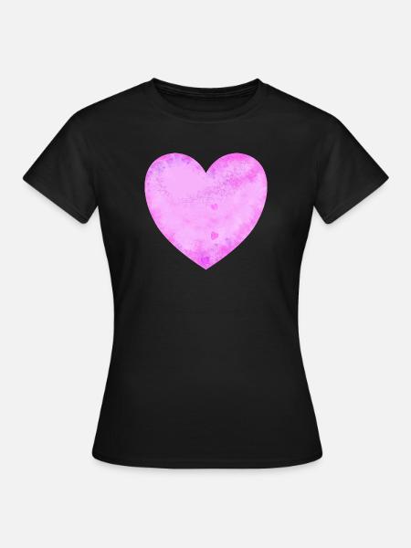 rosa Herz - Frauen T-Shirt - Schwarz