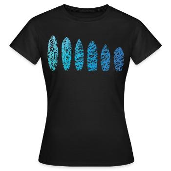 Surfbretter Kritzelei Surfbrett Surfer Surfboard - Frauen T-Shirt - Schwarz - Vorne - AI Model Female 172 dark (172cm)