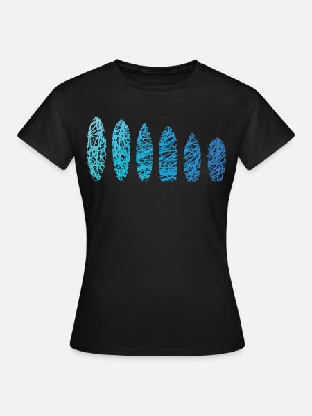 Surfbretter Kritzelei Surfbrett Surfer Surfboard - Frauen T-Shirt - Schwarz