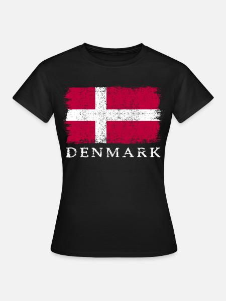 Dänemark Dänische Flagge Dänemarkflagge - Frauen T-Shirt - Schwarz