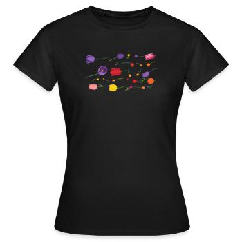 Blumen Frühling Tulpen - Frauen T-Shirt - Schwarz - Vorne - AI Model Female 172 dark (172cm)