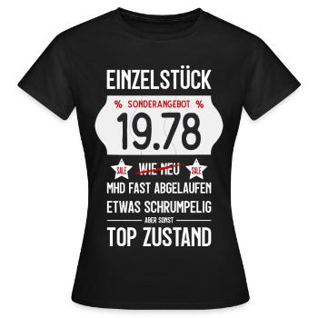 48. GEBURTSTAG 1978 EINZELSTÜCK PREISSCHILD - Frauen T-Shirt - Schwarz - Vorne - AI Model Female 172 dark (172cm)