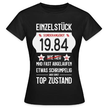 42. GEBURTSTAG 1984 EINZELSTÜCK PREISSCHILD - Frauen T-Shirt - Schwarz - Vorne - AI Model Female 172 dark (172cm)