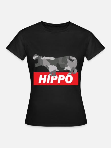 Gemütliches Flusspferd Savanne - Frauen T-Shirt - Schwarz