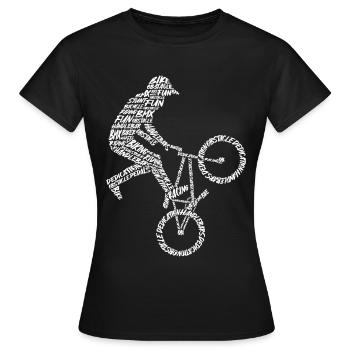 BMX Bike Stunt Typografie Kinder Fahrrad BMX - Frauen T-Shirt - Schwarz - Vorne - AI Model Female 172 dark (172cm)