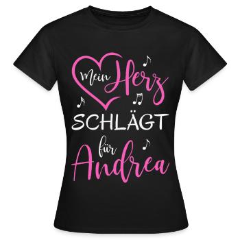 Mein Herz schlägt für Andrea - Frauen T-Shirt - Schwarz - Vorne - AI Model Female 172 dark (172cm)