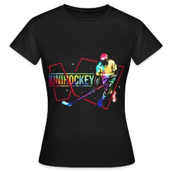 Blitzschneller Unihockey Torhüter - Frauen T-Shirt - Schwarz - Vorne - AI Model Female 172 dark (172cm)
