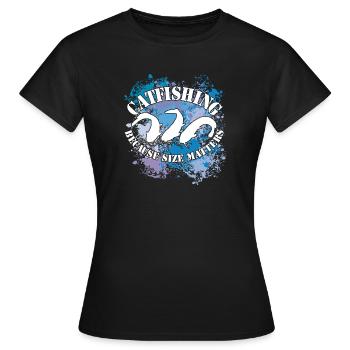 Poisson-chat Wels Waller sur des taches de couleur - T-shirt Femme - noir - Devant - AI Model Female 172 dark (172cm)