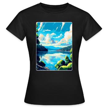 Donau Europa Vintage Reiseplakat Souvenir - Frauen T-Shirt - Schwarz - Vorne - AI Model Female 172 dark (172cm)