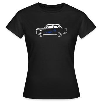 P601 Trabbi Ost Oldtimer - Auto fürs Herz - Frauen T-Shirt - Schwarz - Vorne - AI Model Female 172 dark (172cm)