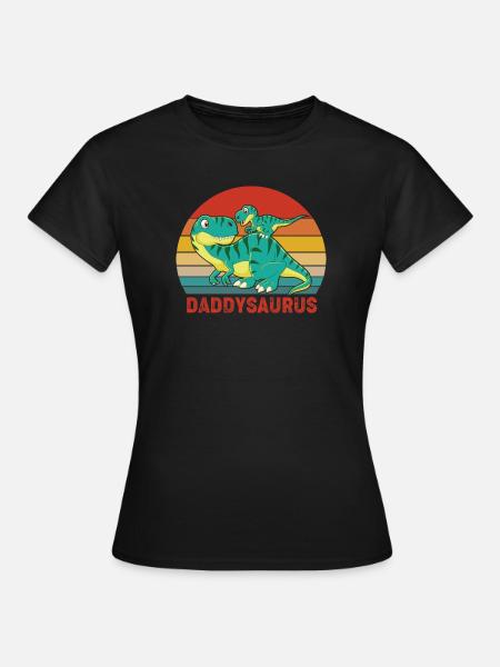 Dinosaurier Daddysaurus Papasaurus Geschenk - Frauen T-Shirt - Schwarz
