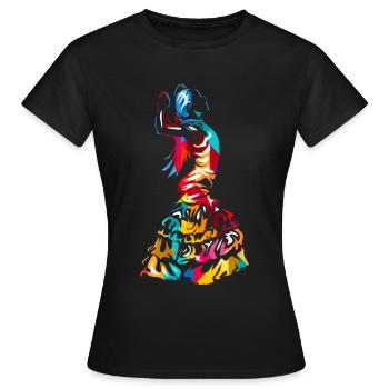 Leidenschaftlicher Flamenco Tänzer - Frauen T-Shirt - Schwarz - Vorne - AI Model Female 172 dark (172cm)