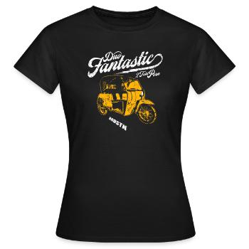 DUO FANTASTIC - DDR Moped - Frauen T-Shirt - Schwarz - Vorne - AI Model Female 172 dark (172cm)