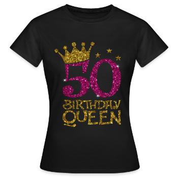 50 Birthday Queen Bday - Frauen T-Shirt - Schwarz - Vorne - AI Model Female 172 dark (172cm)