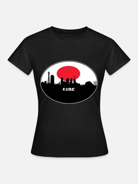 Kobe-Japan-Flaggen-Skyline-Schattenbild-Reise - Frauen T-Shirt - Schwarz