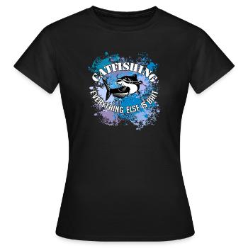 Poisson-chat Wels Waller sur des taches de couleur - T-shirt Femme - noir - Devant - AI Model Female 172 dark (172cm)