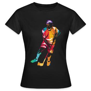 Pfeilschneller Floorball Angreifer - Frauen T-Shirt - Schwarz - Vorne - AI Model Female 172 dark (172cm)
