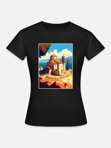 Ohrid Island See Kirche des Heiligen Johannes Mazedonien - Frauen T-Shirt - Schwarz