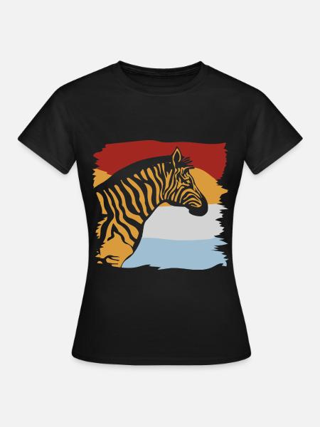 Streifiges Zebra Steppenbewohner - Frauen T-Shirt - Schwarz