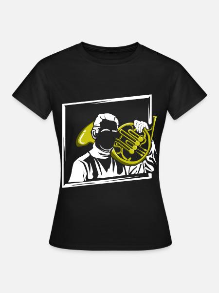 Festliches Waldhorn Blasmusik - Frauen T-Shirt - Schwarz