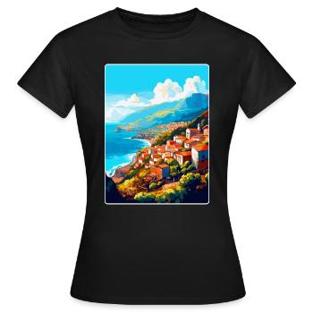 Madère Portugal Affiche de voyage vintage souvenir - T-shirt Femme - noir - Devant - AI Model Female 172 dark (172cm)