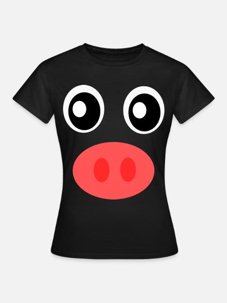 Lustiges Schwein Gesicht  - Frauen T-Shirt - Schwarz