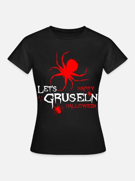 Halloween Spinne Gruselzeit - Frauen T-Shirt - Schwarz