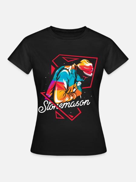 Kantiger Steinmetz Polygonmauerwerk - Frauen T-Shirt - Schwarz