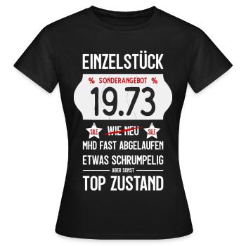 53. GEBURTSTAG 1973 EINZELSTÜCK PREISSCHILD - Frauen T-Shirt - Schwarz - Vorne - AI Model Female 172 dark (172cm)
