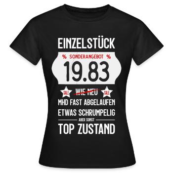 43. GEBURTSTAG 1983 EINZELSTÜCK PREISSCHILD - Frauen T-Shirt - Schwarz - Vorne - AI Model Female 172 dark (172cm)