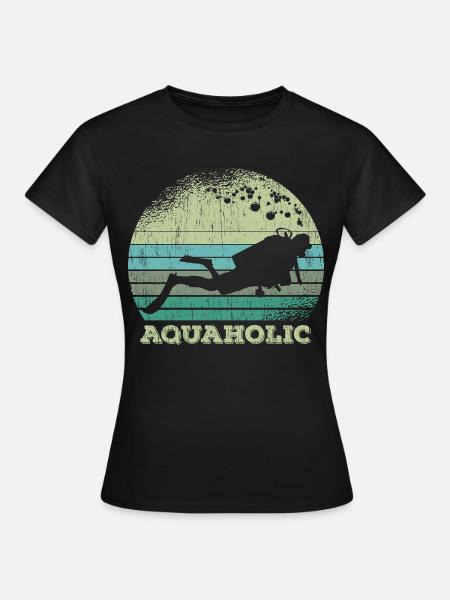 Aquaholic Vintage Taucher - Frauen T-Shirt - Schwarz