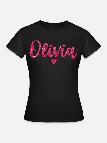 Olivia Herz Pink - Frauen T-Shirt - Schwarz