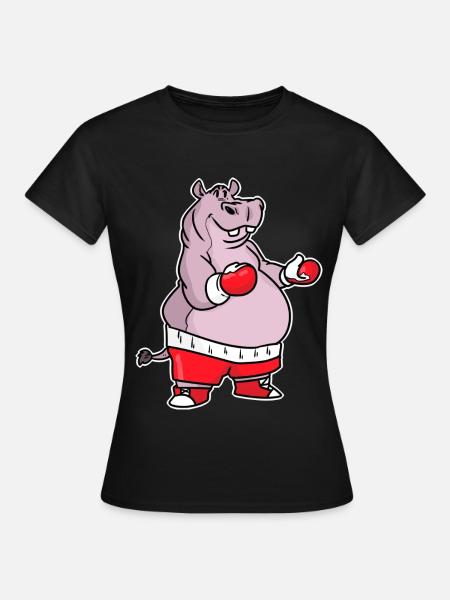 Schlagfertiges Nilpferd Boxring - Frauen T-Shirt - Schwarz