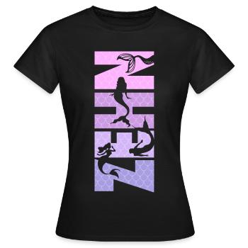 Kinder Geburtstag Mädchen 10 Jahre Meerjungfrau - Frauen T-Shirt - Schwarz - Vorne - AI Model Female 172 dark (172cm)