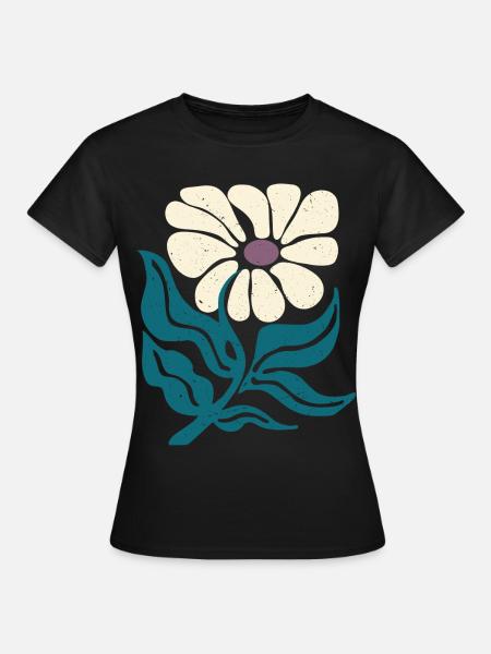 Retro-Blume - Frauen T-Shirt - Schwarz