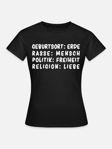 Erde Mensch Freiheit Liebe - Frauen T-Shirt - Schwarz