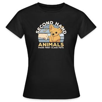 Tiere aus zweiter Hand sind erstklassige Haustiere - Frauen T-Shirt - Schwarz - Vorne - AI Model Female 172 dark (172cm)