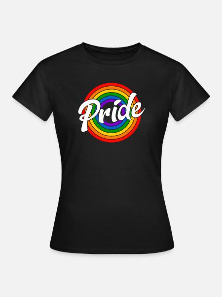 Pride Retro Regenbogen - Frauen T-Shirt - Schwarz