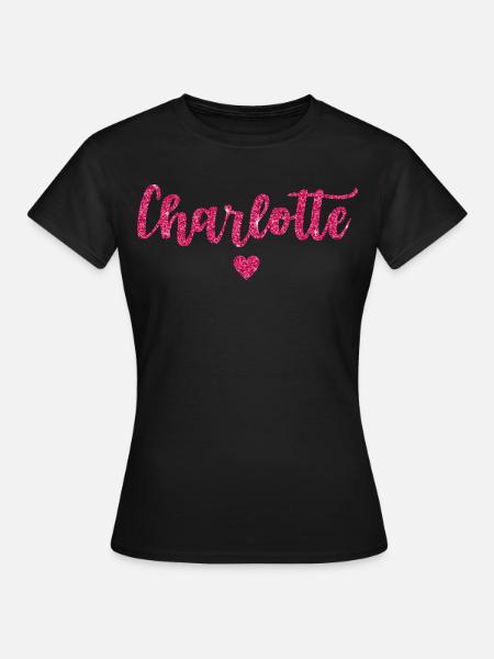 Charlotte Herz Pink - Frauen T-Shirt - Schwarz