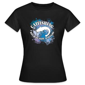Poisson-chat Wels Waller sur des taches de couleur - T-shirt Femme - noir - Devant - AI Model Female 172 dark (172cm)
