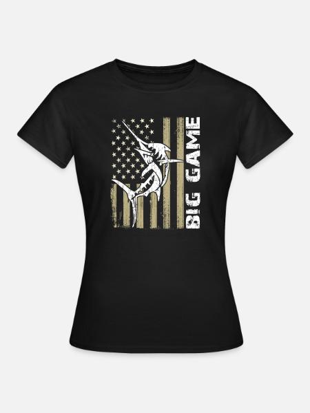Springender Marlin mit US Flagge Hochseefischen - Frauen T-Shirt - Schwarz