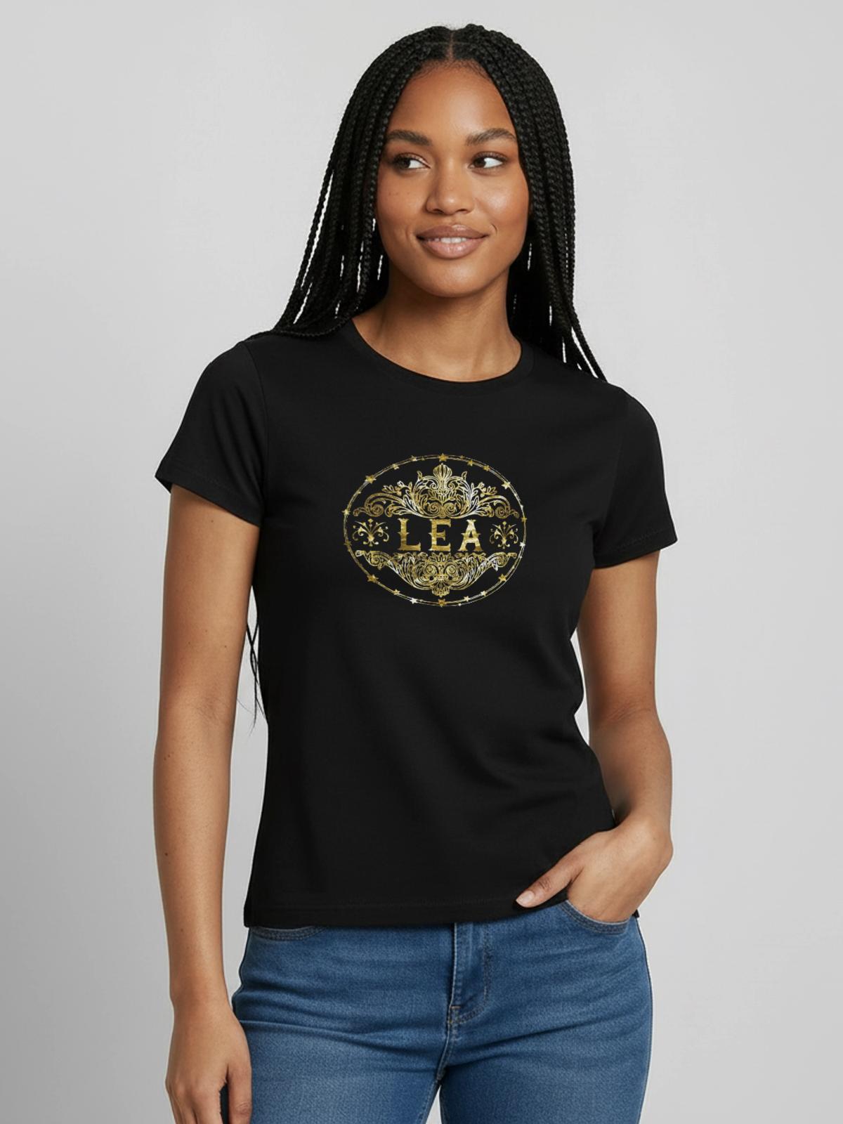 Lea - Frauen T-Shirt - Schwarz - Vorne - AI Model Female 172 dark (172cm)