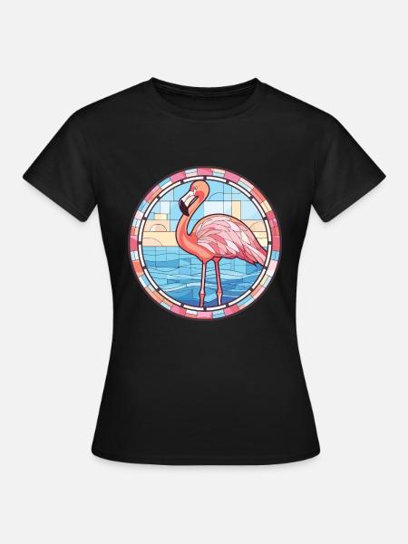 Flamingo Bunte Aquarell-Tierillustration - Frauen T-Shirt - Schwarz