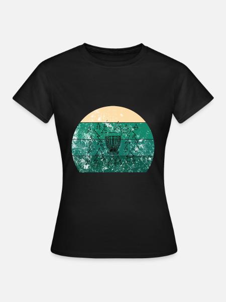 Disc Golf Korb Retro - Frauen T-Shirt - Schwarz