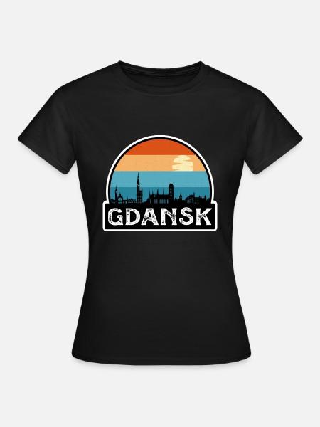 Danzig Polen Flagge Skyline Reisesouvenir - Frauen T-Shirt - Schwarz