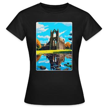 Bolton Abbey England Uk Reise Poster Souvenir WPA - Frauen T-Shirt - Schwarz - Vorne - AI Model Female 172 dark (172cm)