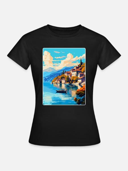 Ohridsee Albanien Vintage Reiseplakat WPA - Frauen T-Shirt - Schwarz