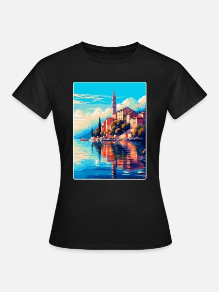 Lovran Kroatien Vintage Reiseplakat Souvenir WPA - Frauen T-Shirt - Schwarz