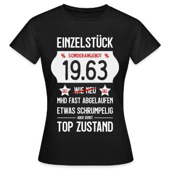 63. GEBURTSTAG 1963 EINZELSTÜCK PREISSCHILD - Frauen T-Shirt - Schwarz - Vorne - AI Model Female 172 dark (172cm)