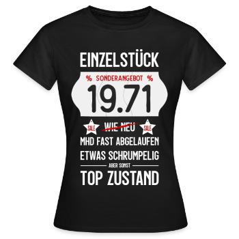 55. GEBURTSTAG 1971 EINZELSTÜCK PREISSCHILD - Frauen T-Shirt - Schwarz - Vorne - AI Model Female 172 dark (172cm)